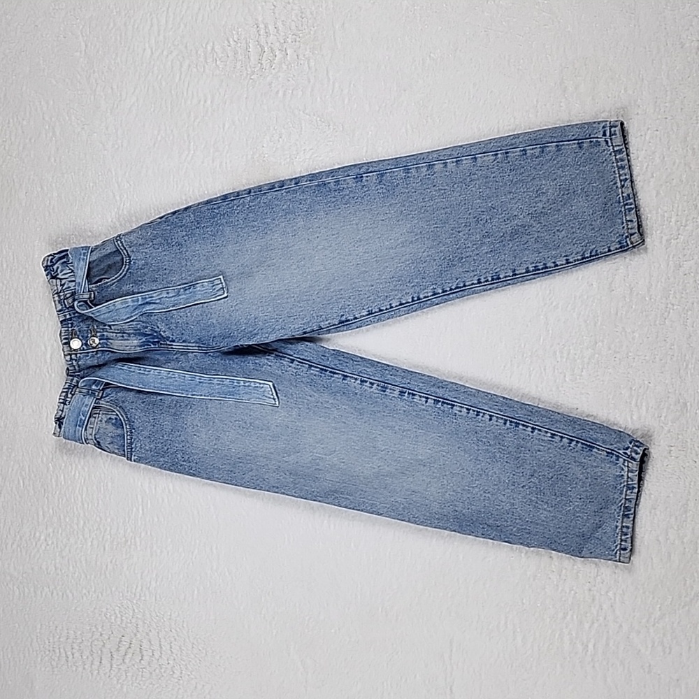 Zara Girl High Rise Paperbag Waist With Tie Jeans